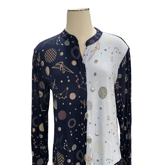 Hale Bob XS Long Sleeve Midi Slip Dress Celestial Soft Stretch Boho Chic Unique - Picture 11 of 11